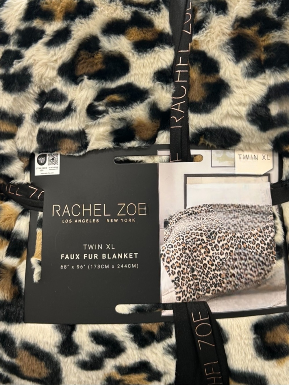 Rachel Zoe Animal Print Faux Fur Twin XL Brown, Beige and Black Blanket 68”x90”